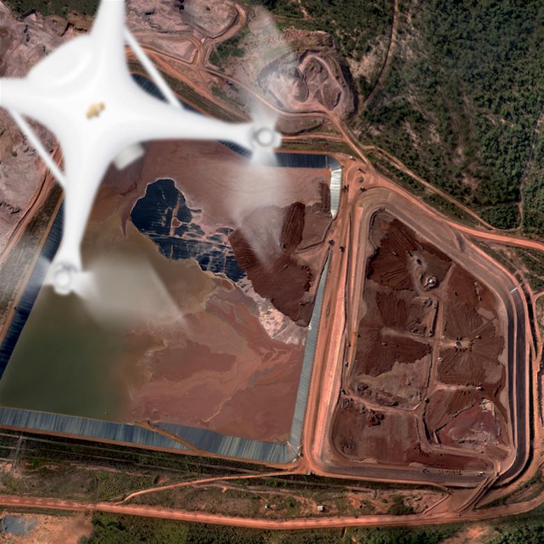 Imagem exemplo de um drone executando Mapeamento em área de mineração